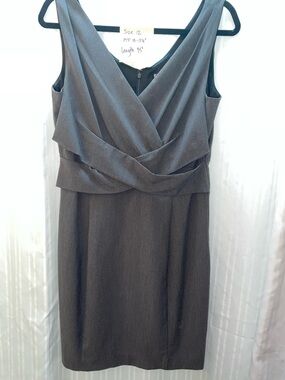 EXPRESS Sleeveless V-Neck Draped Waist Sheath Dress - Gray. SIZE 12